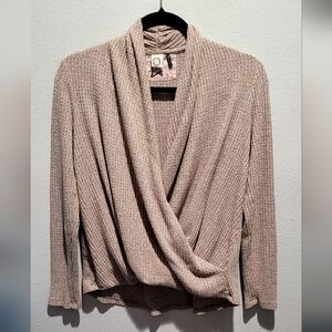 Anthropologie Akemi & Kin Waffle Knit Long Sleeve Wrap Top Size XS
